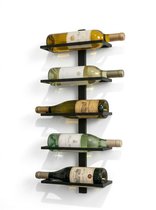 SINIA Living® - Wijnrek - 5 flessen - Wijnrek muur - Mat zwart - Metaal - Wijnrekken - Modern - Hangend wijnrek - Muur monteren - Industrieel - Wijnliefhebber - Wijnrek hangend - Wand - Vino - Wijnaccessoires -