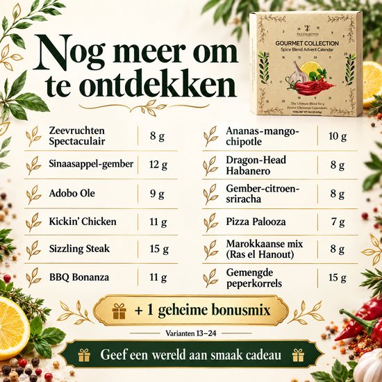 Kruiden Adventskalender 2026 – 24 Gourmet Kruidenmengsels – BBQ Rubs & Wereldse Smaken – Herbruikbare Glazen Potjes – Cadeau voor Kookliefhebbers — cadeau in Kookcadeaus - foto 4