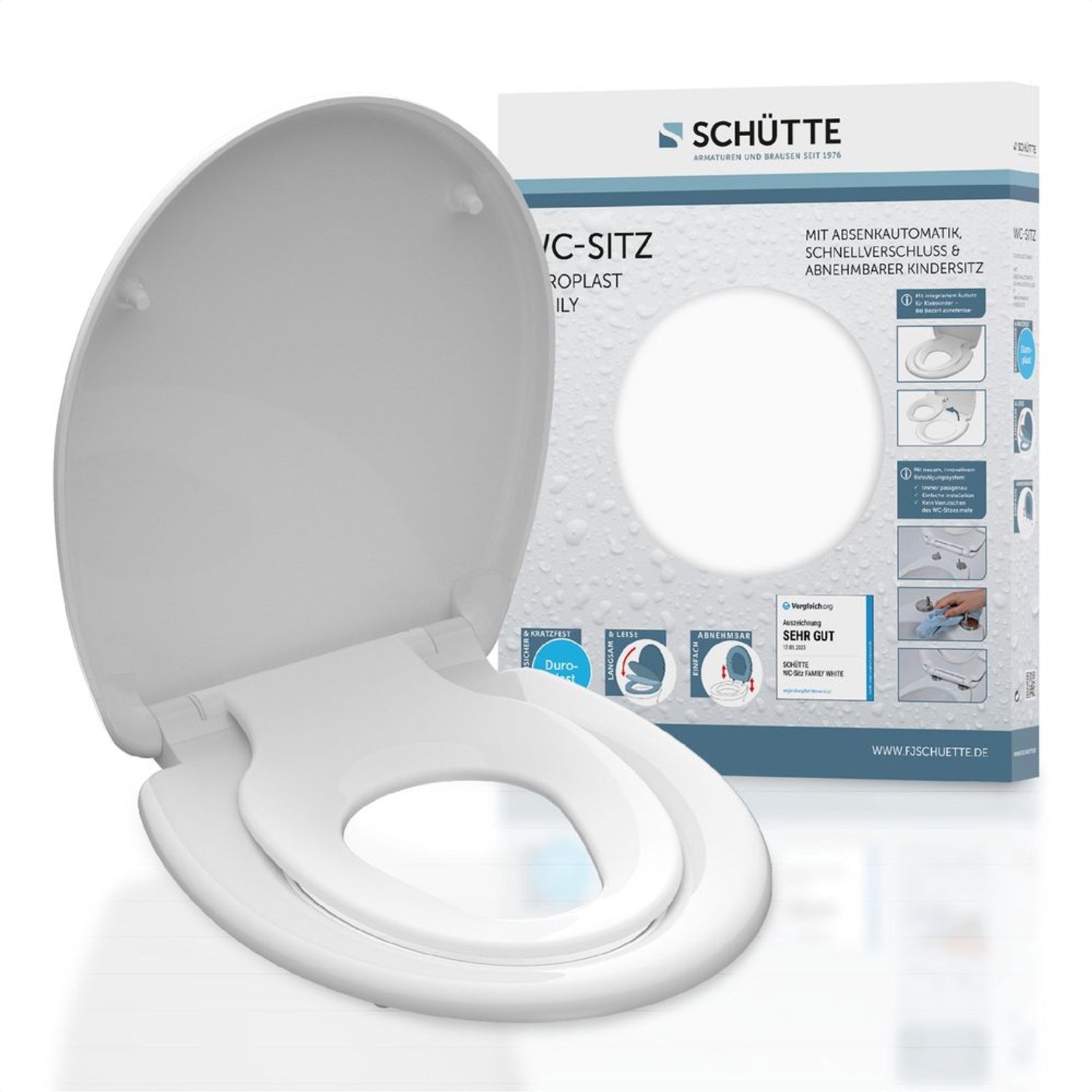 Duroplast Toiletzitting met Soft-Close Mechanisme en Verwijderbare Kindertoiletzitting, Wit