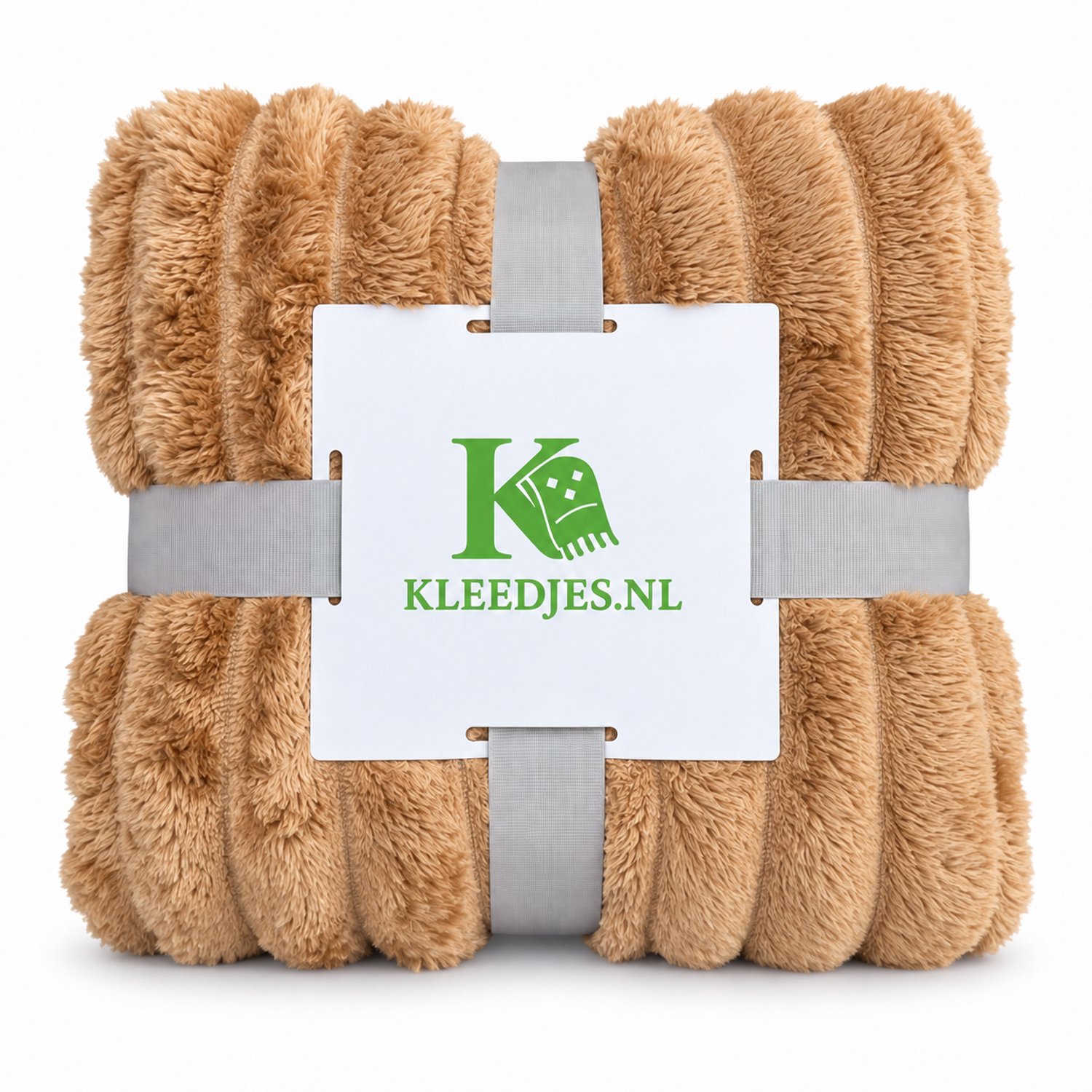 Kleedjes.nl Stroken fleece deken 150x200 cm – Luxe, extra zacht & warm – Voor bank en bed – Bruin