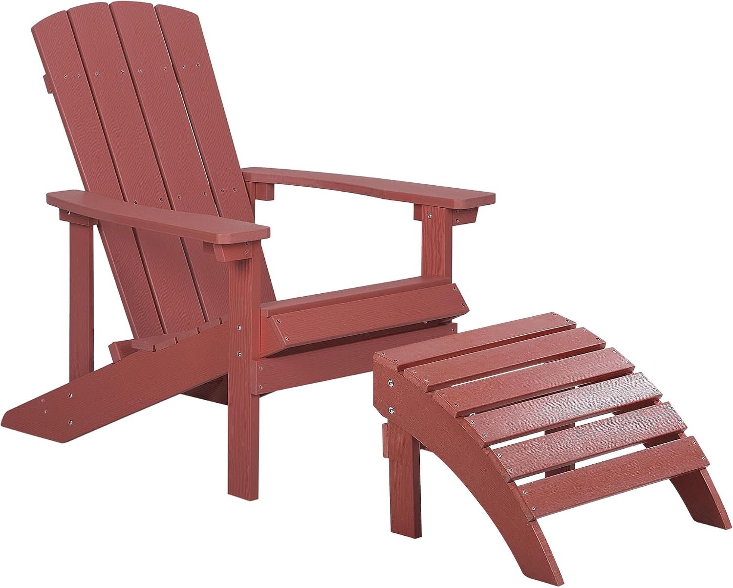 Tuinstoel synthetisch hout rood met voetenbank Adirondack