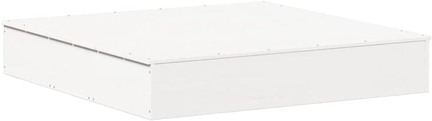 Zandbak met deksel, 111 x 111 x 19,5 cm, witte zandbak van grenenhout met zitbank, stabiele speelbak voor tuin en terras