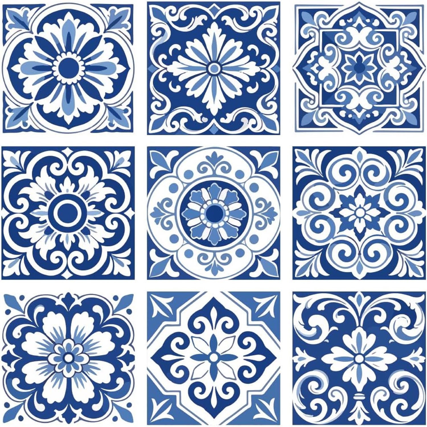 Tegelstickers 10 x 10 cm keramische tegelstickers pel-en-plak vierkant bloempatroon waterdichte PVC sticker voor keuken badkamer backsplash meubels