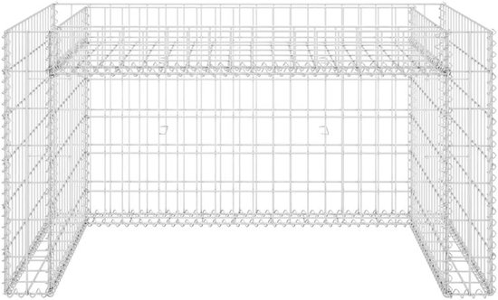Grasmaaier-garage met verhoogd bloembed, 110 x 80 x 60 cm, schanskorf, robotmaaier, schuilplaats van staaldraad, weerbestendig, zilver — afbeelding 5