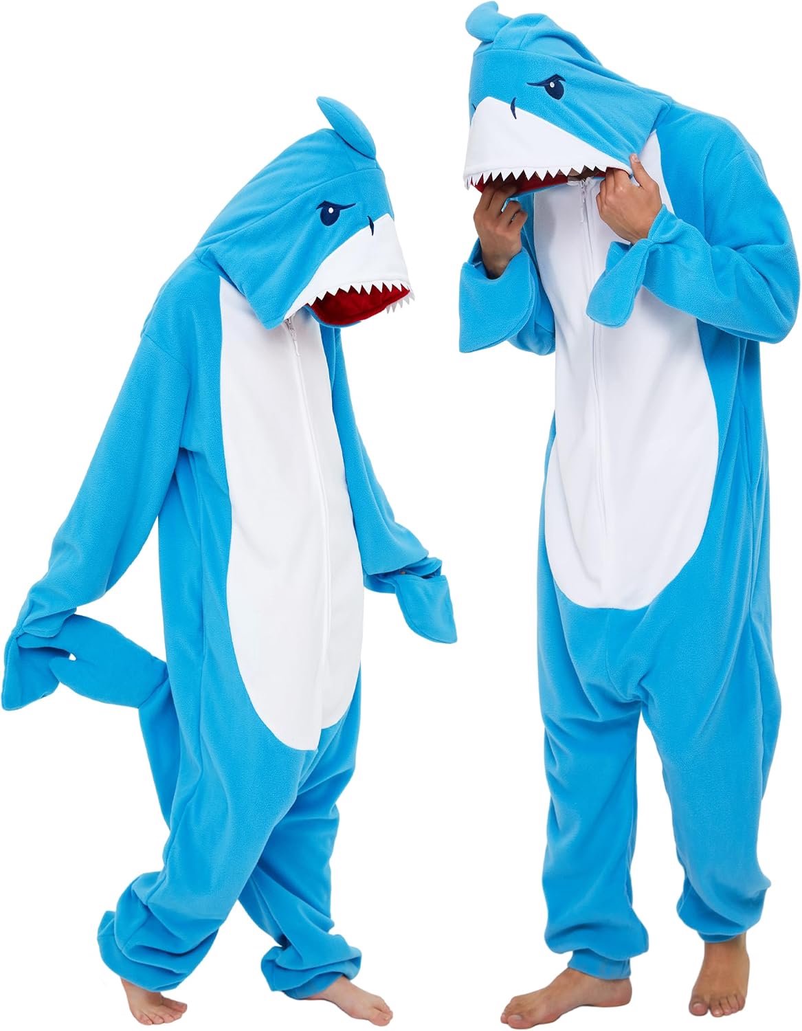 Haaienkostuum blauwe onesie pyjama Halloween carnaval cosplay kostuum familie paar pyjama voor volwassenen tieners