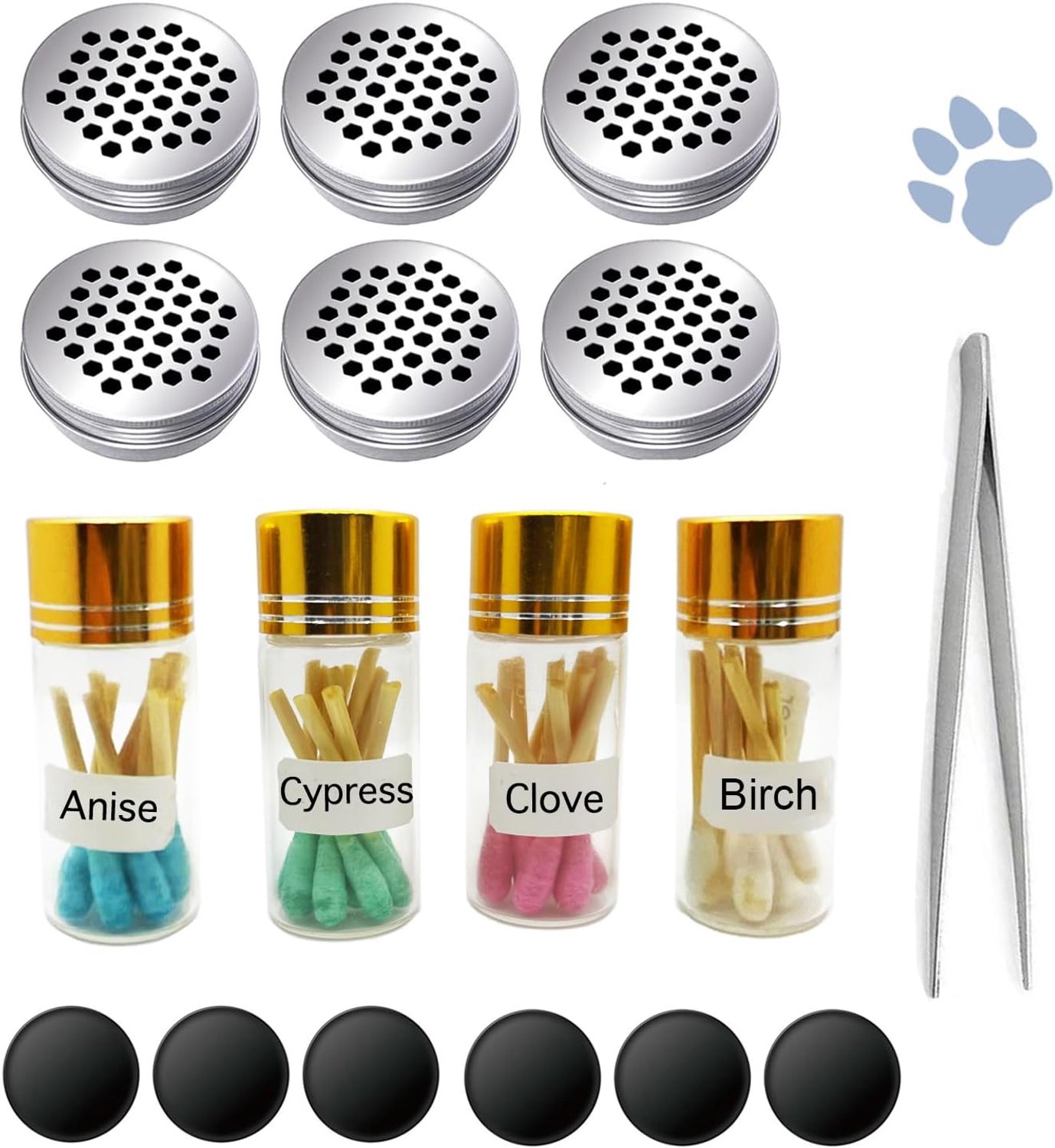 Reukwerkblikjes voor honden Trainingsset Neuswerk Containers Magnetische stippen Reukwerk voor honden Training Ruik Aluminium Blikjes (6 blikjes+4 Reukwerkset)