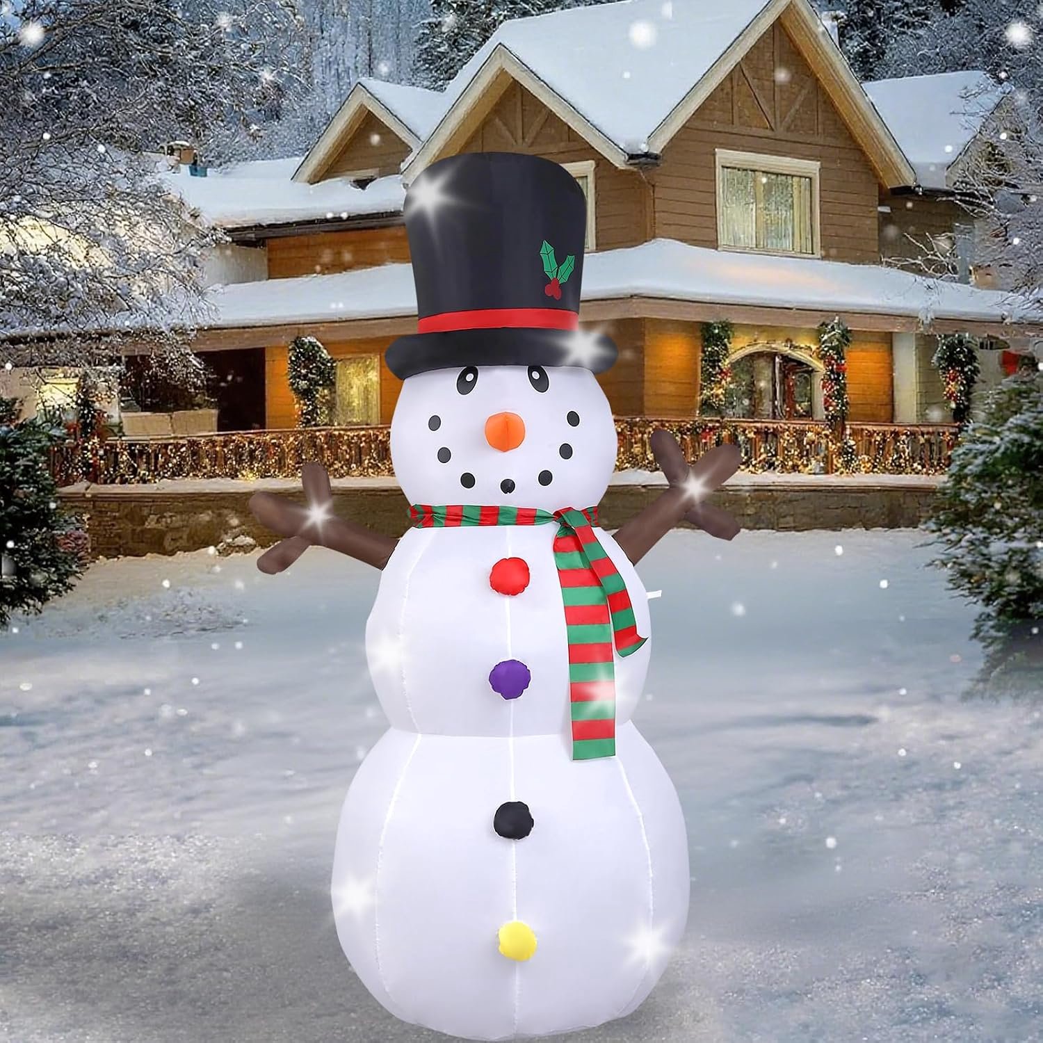 Opblaasbare sneeuwpop, verlicht, voor buiten, IP44, waterdicht, leddecoratie voor buiten, opblaasbaar