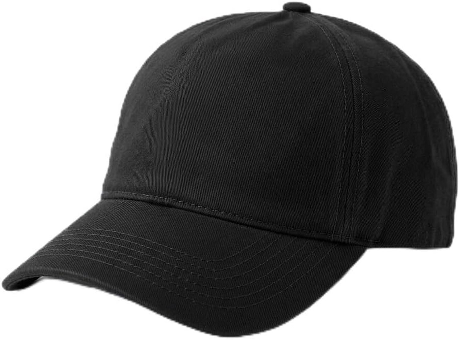 Pet voor heren en dames, 100% katoen, pet met vizier, baseball, verstelbaar, zomer, sport, 5 panelen (zwart)