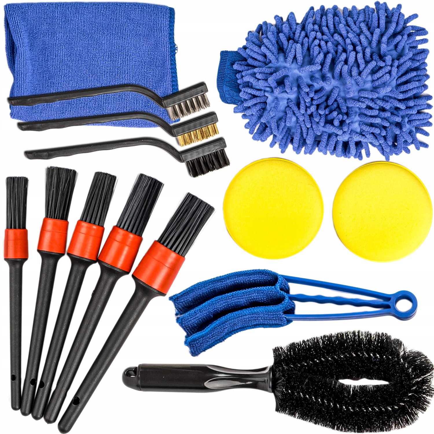 14-delige Autodetailing Set: Borstels, Pads & Kwasten voor Grondige Reiniging