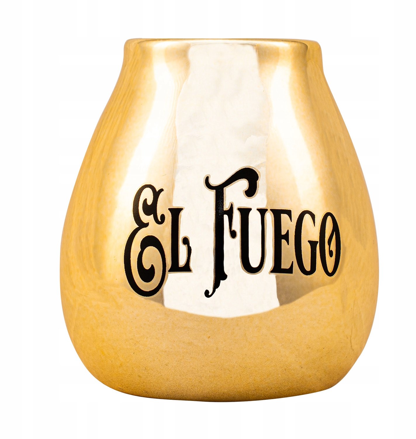 Gouden Keramische Yerba Mate Kalebas El Fuego (ca. 350 ml)