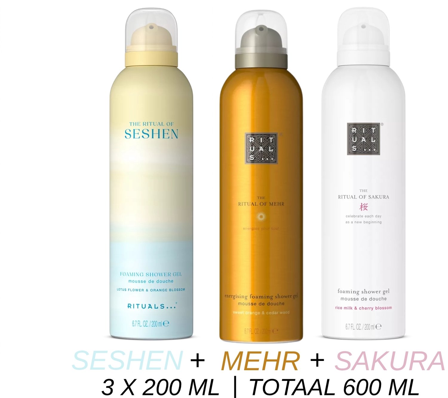 Rituals - Shower Gel Value Set - Seshen + Mehr + Sakura - 3 x Shower Gel 200 ml = 600 ml - Douchegel - Doucheschuim