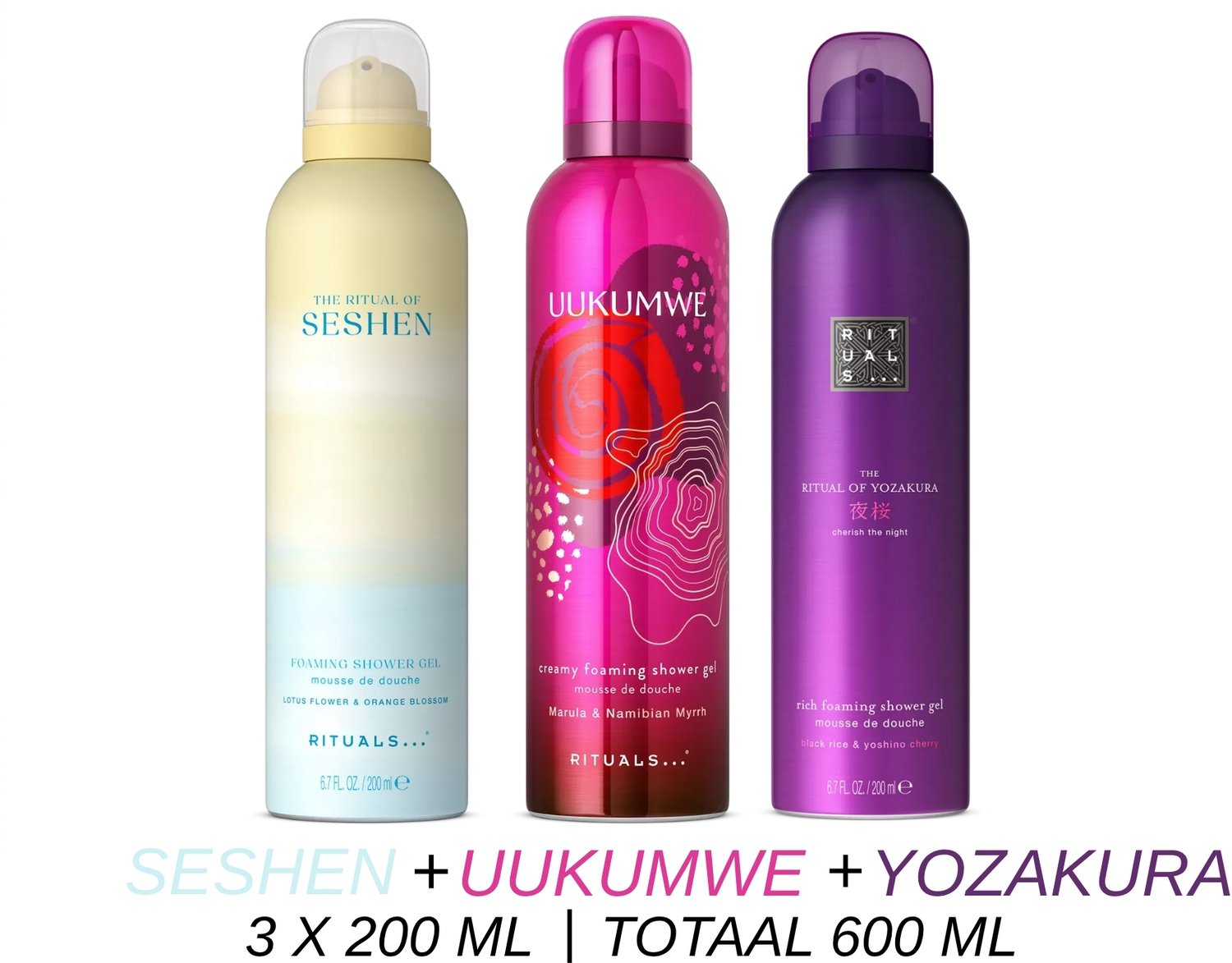 Rituals - Shower Gel Value Set - Seshen + Uukumwe + Yozakura - 3 x Shower Gel 200 ml = 600 ml - Douchegel - Doucheschuim