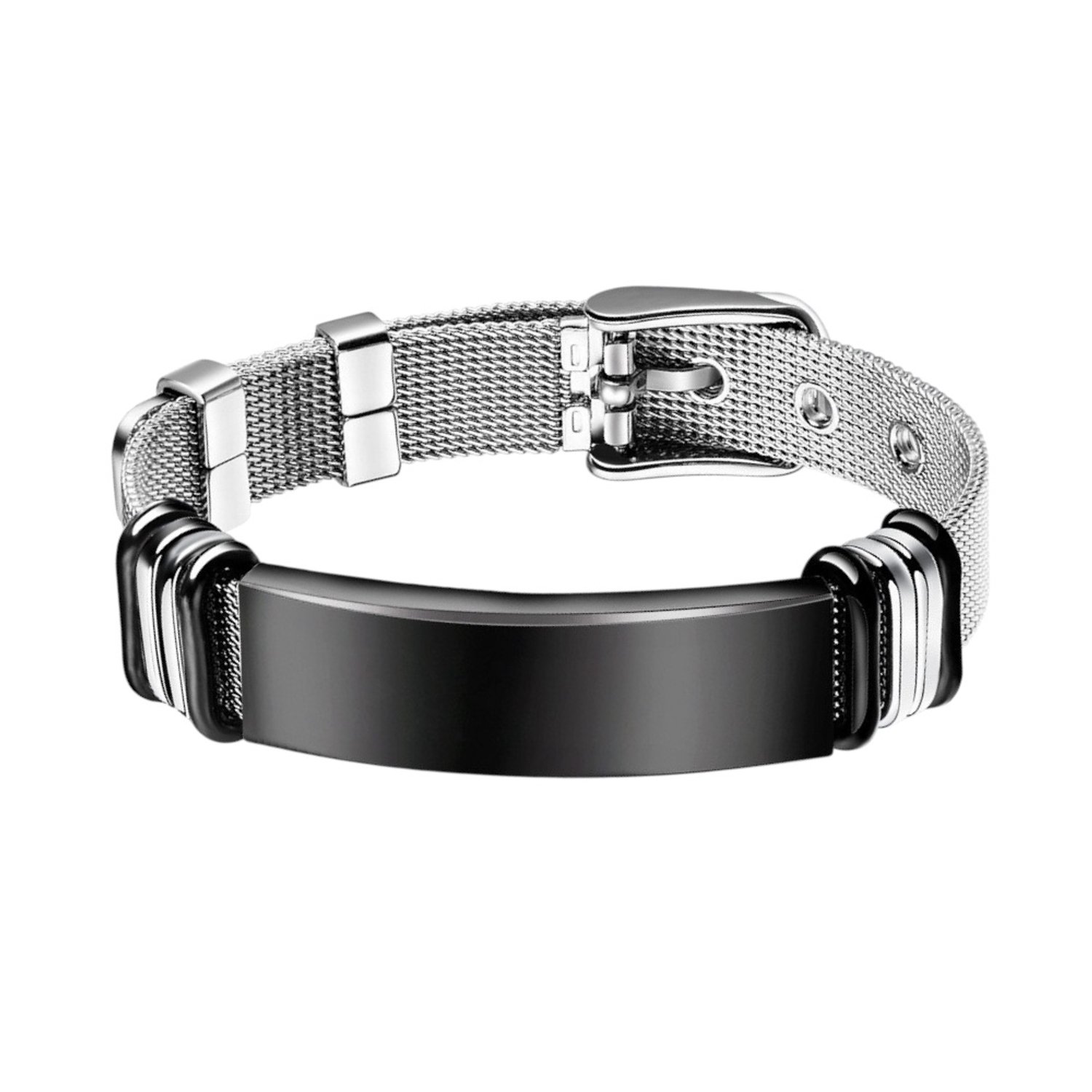 Heren Armband met Gravure Zwart