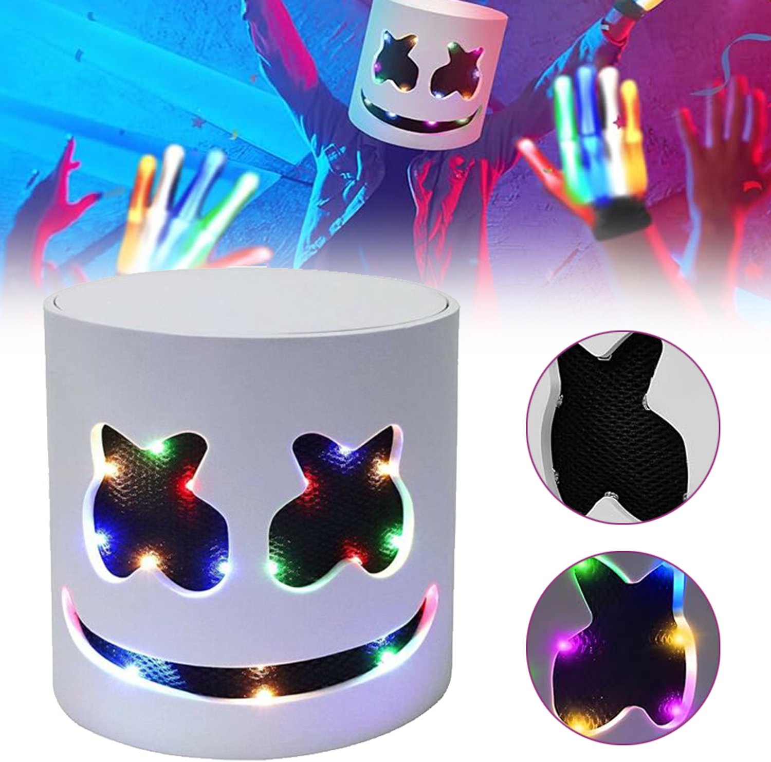 Dj-Masker - Halloweenmasker - Helmmasker Voor Muziekfestival - Volledig Hoofdmasker - Oplichtend Knipperend Led-Masker