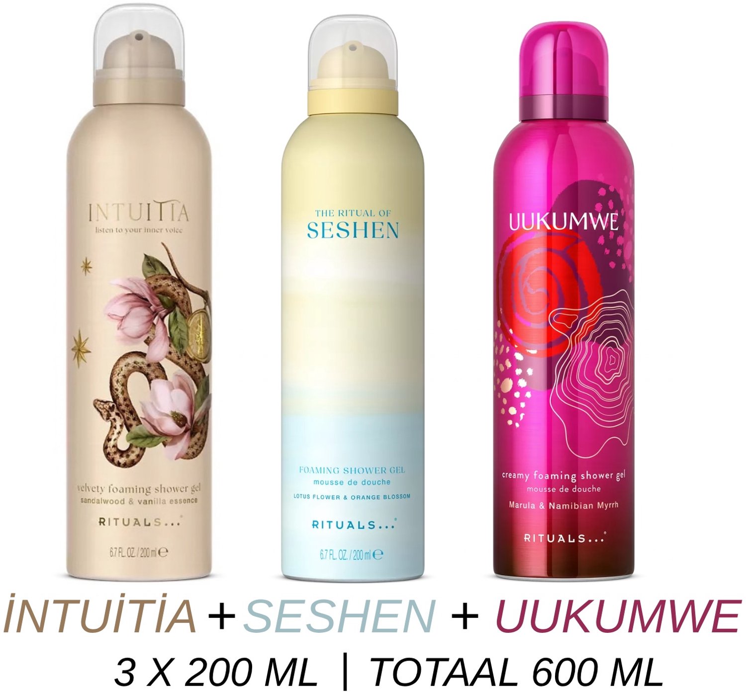 Rituals - Shower Gel Value Set - Intuitia + Seshen + Uukumwe - 3 x Shower Gel 200 ml = 600 ml - Douchegel - Doucheschuim