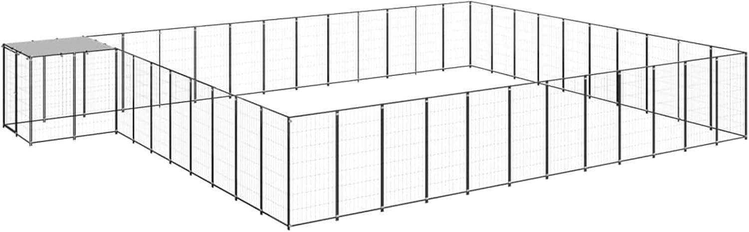 Kippenhok voor buiten, hondenbench, draadkooi voor honden, van metaal, zwart, 37,51 m²
