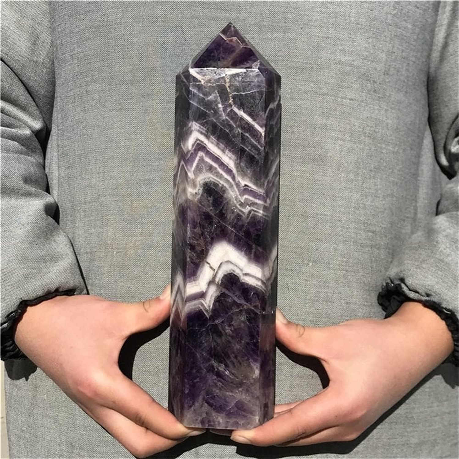 Meditatie huis groot formaat natuurlijke droom amethist punt chakra helende toren reiki energie steen natuurlijke kwarts woondecoratie reiki gepolijst (maat: 1401-1800g)