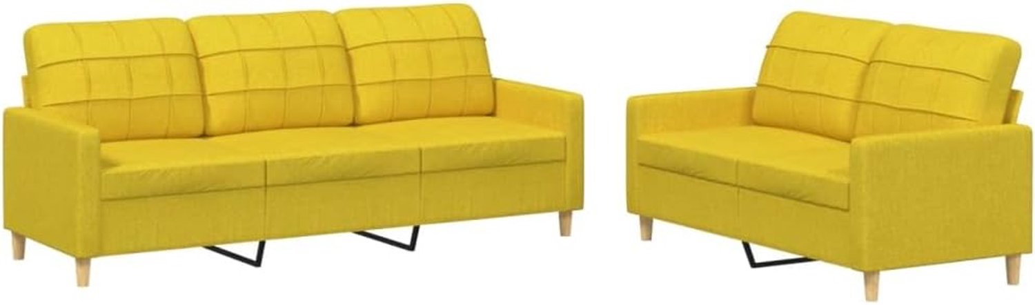 2-delig. Sofa set met kussen lichtgele stof woonkamer bank kantoor sofa slaapkamer sofa lounge sofa voor woonkamer, slaapkamer, logeerkamer