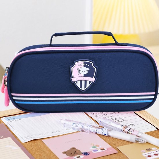 Zilver etui voor scholieren met handvat, drielaags pennenetui, basisschool, middelbare school, schrijfwarenbox, multifunctioneel, grote capaciteit, Britse stijl — afbeelding 4