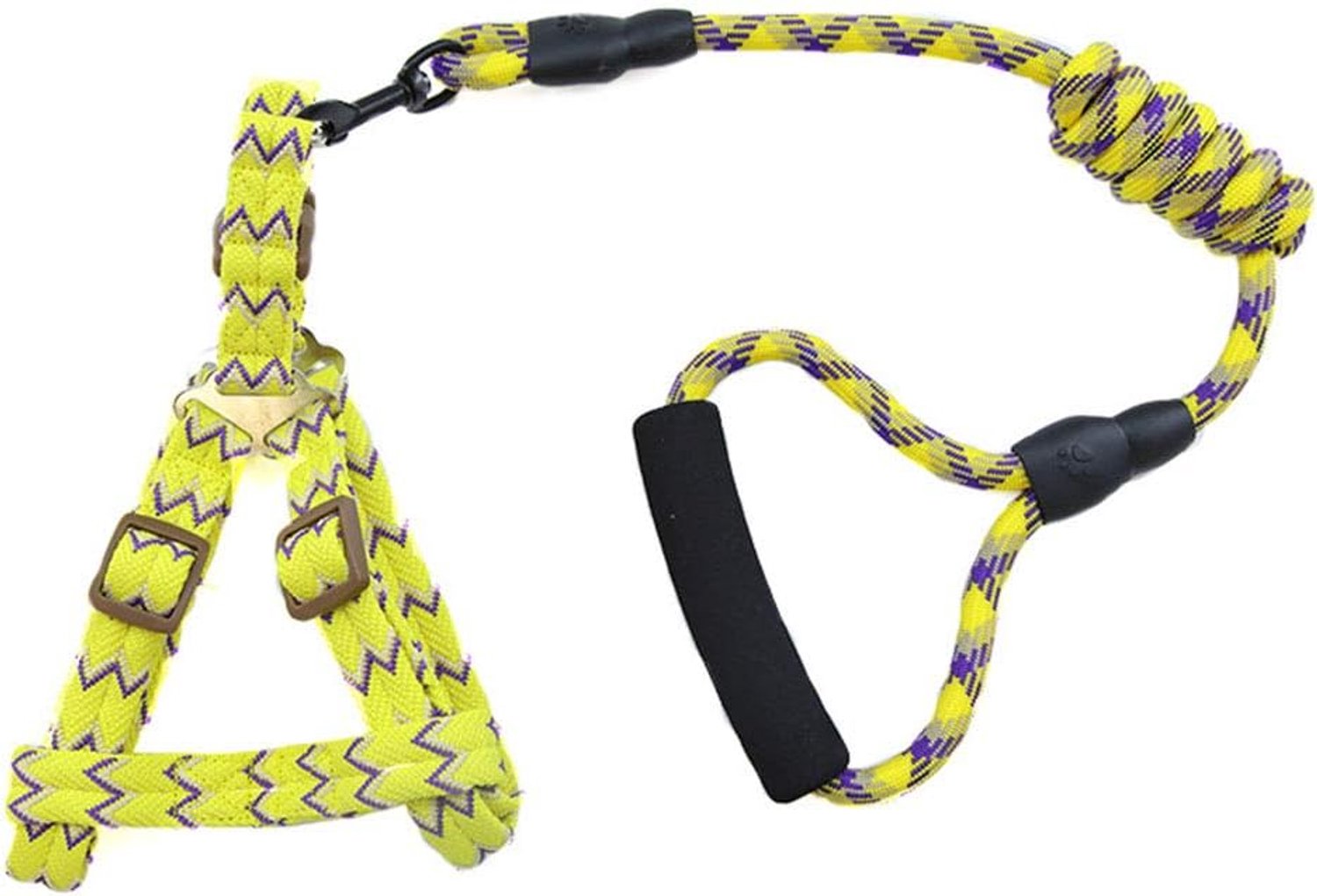 Hondenharnas en riem, gevlochten katoen met schuimrubberen handvat voor kleine huisdieren en puppy's, verstelbaar trainingsvest met anti-klitsluiting voor comfortabele wandelingen