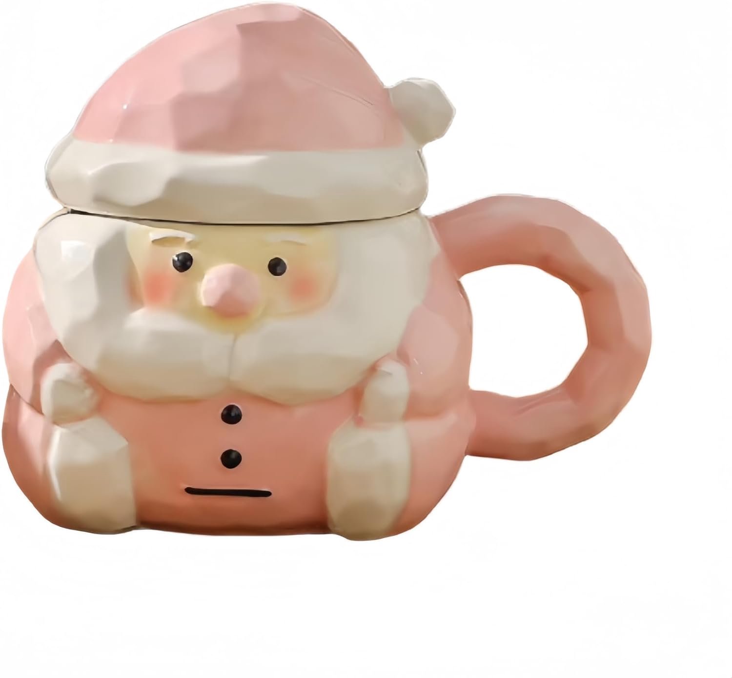 Espressokopjes 360 Ml Keramische Koffiemok In De Vorm Van De Kerstman, Schattige Mok Voor Twee Met Deksel, Kerstcadeau - Roze