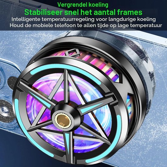Draagbare Smartphone Radiator met Magnetische Koeling, Slimme Temperatuurregeling voor Gaming en Vloggen, Zwart — afbeelding 5