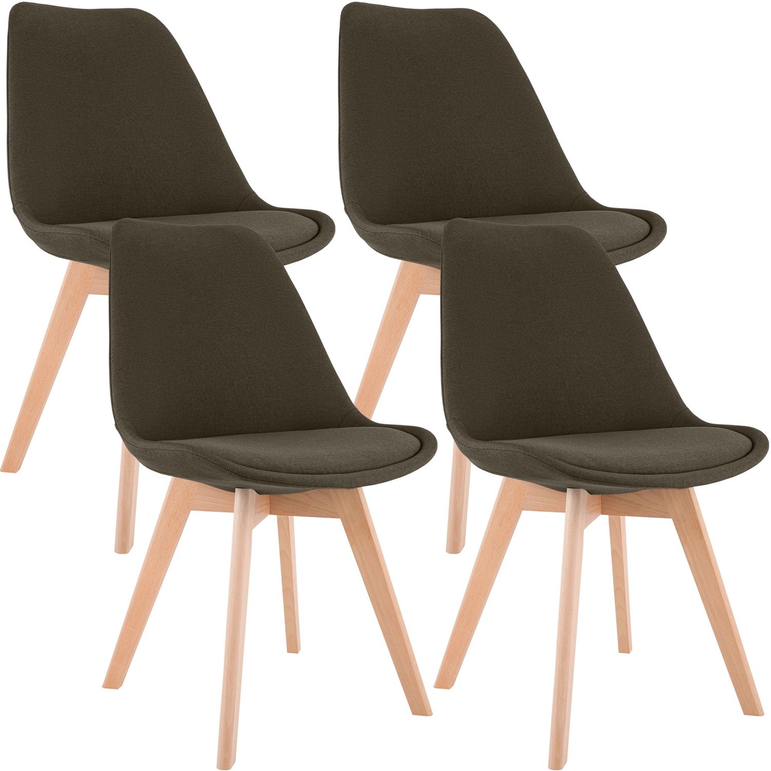 Luxe Comfort Eetkamerstoelen - Set van 4 - Stof - Bruin Stof/bruin