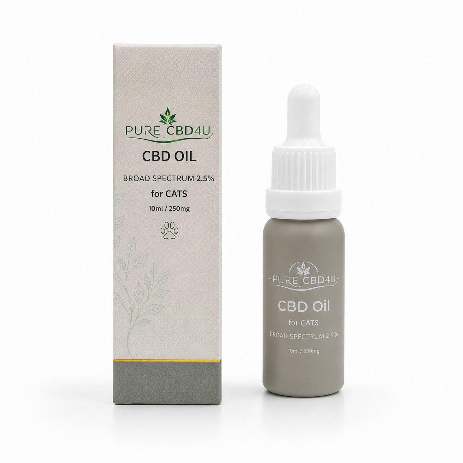 PureCBD4U CBD Olie voor Katten 2,5% – Broad Spectrum – 0% THC – Met Zalmolie – 10 ml