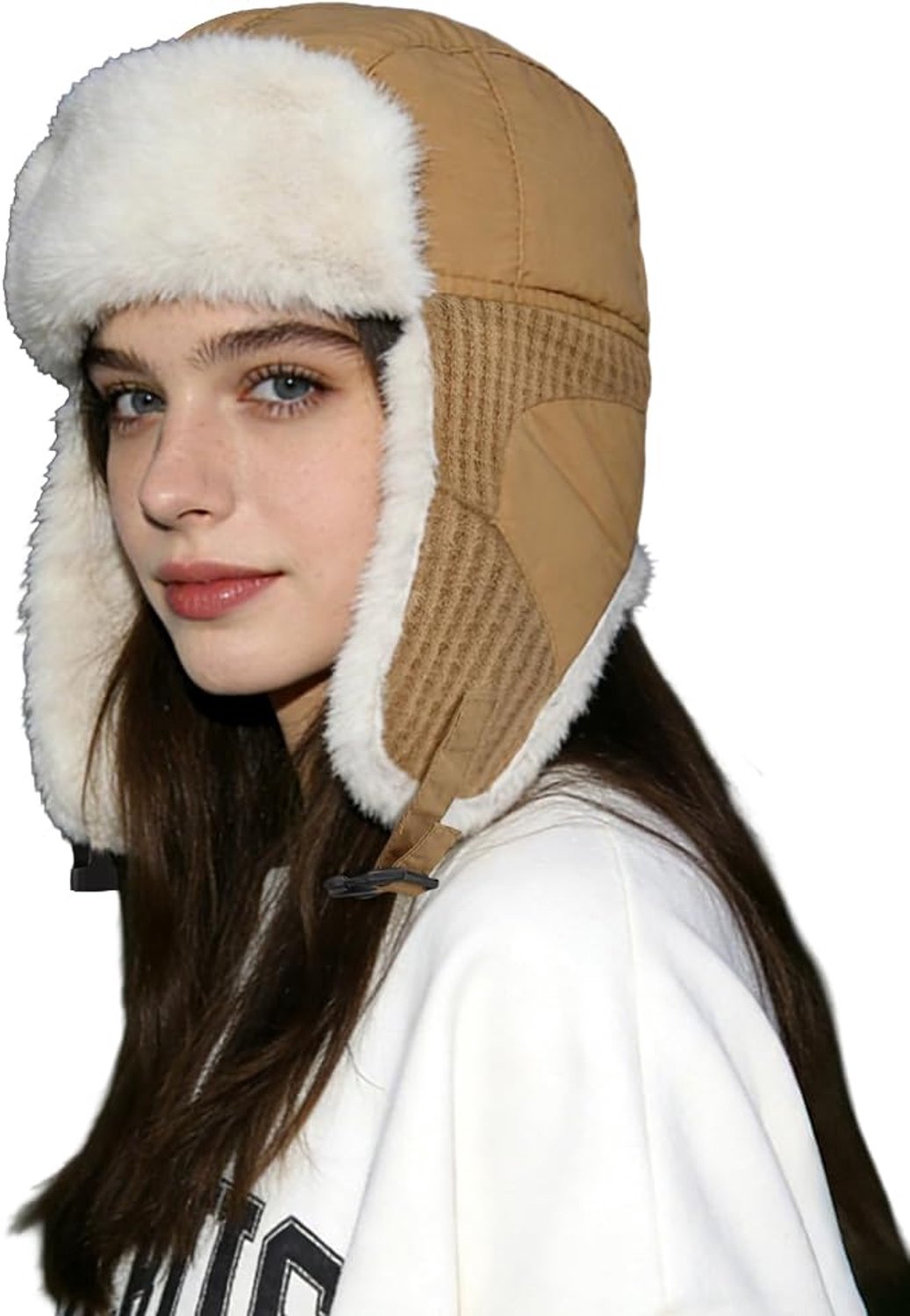 Muts - Winddichte Wintermuts met Oorkleppen - Warme Beanie met Imitatiebont Voering - Verstelbare Kinband - Uniseks - Khaki - 1 stuk