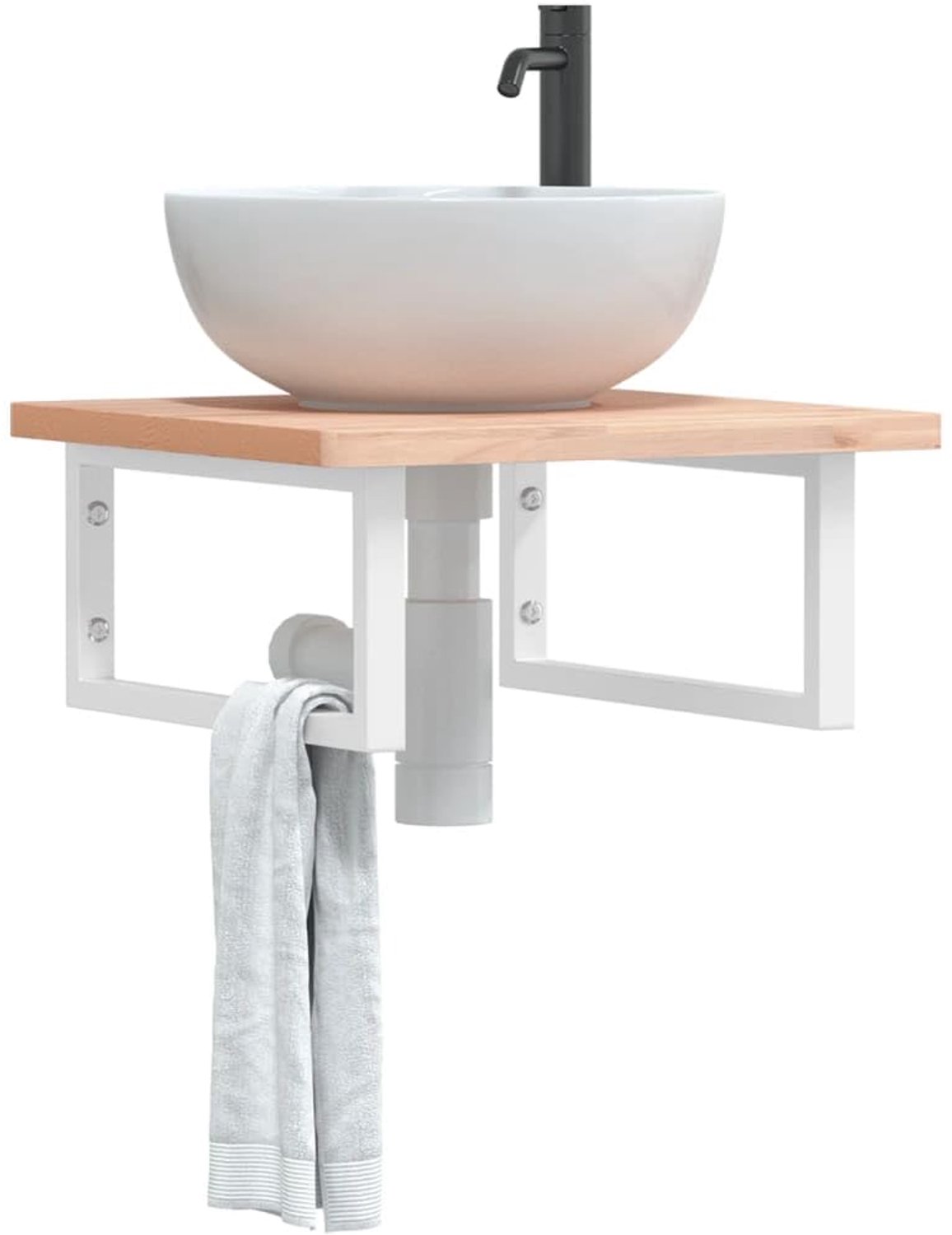 Set van 2 wastafelhouders, wit, rechthoekige stalen console voor wastafelplaten, robuuste wandhouder voor badkamer en keuken, 20 x 45 cm