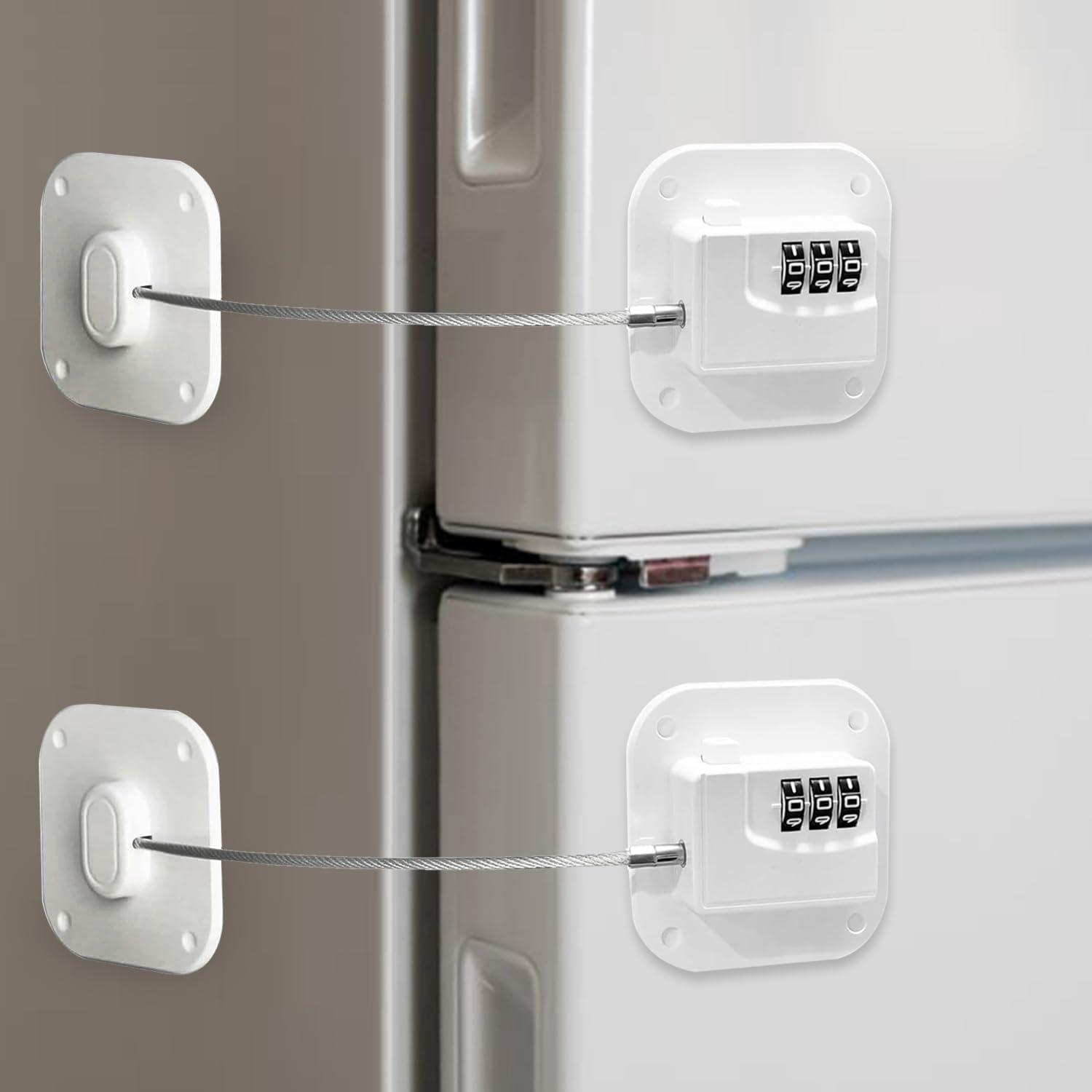Set van 4 koelkastsloten met 4-cijferige combinatie, eenvoudig te installeren, kindveilig kastslot voor koelkasten, lades en ramen - Wit