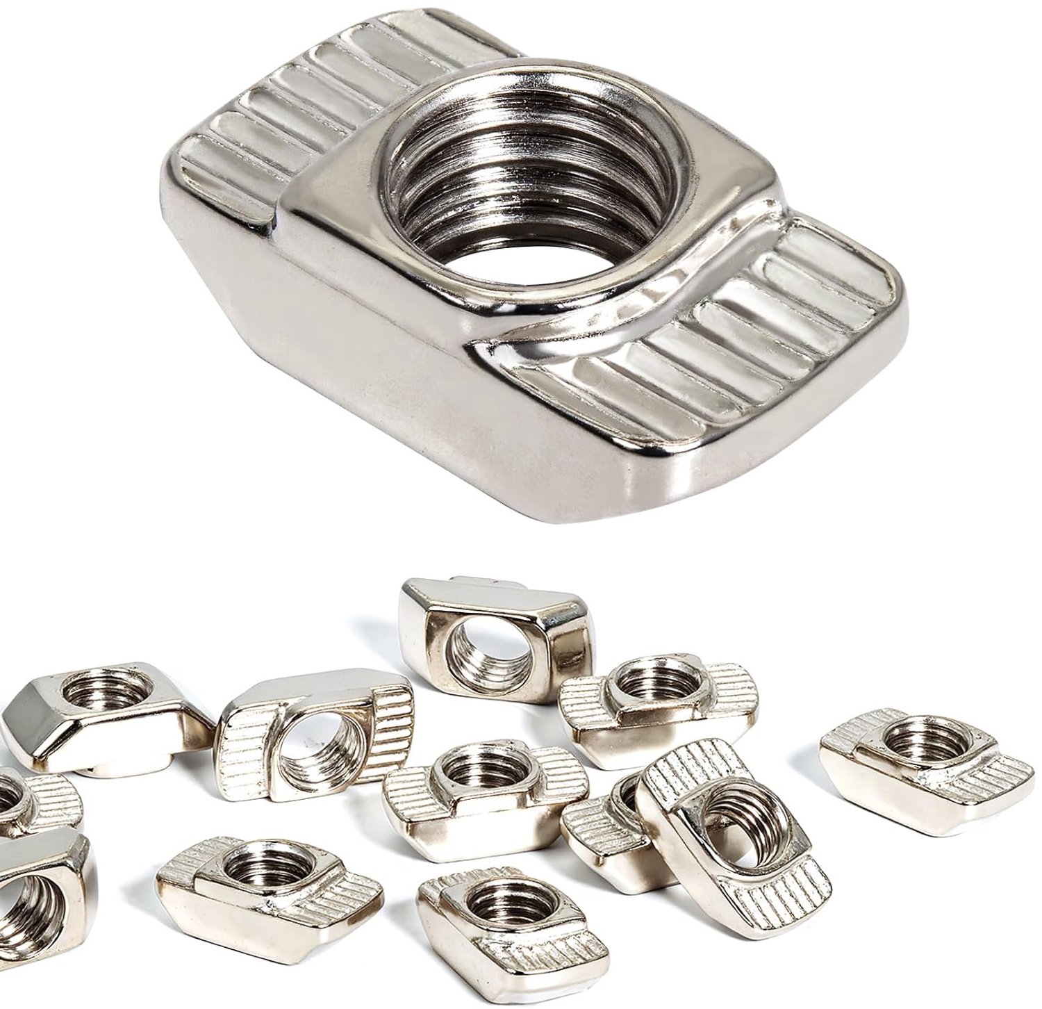 90 stuks Nutensteinen als hamerkopmoer met 10mm gat en M6 schroefdraad, hamermoer van koolstofstaal voor 4040 aluminiumprofiel van de Europese norm T-Slot Nutmoeren (EU40-M6)
