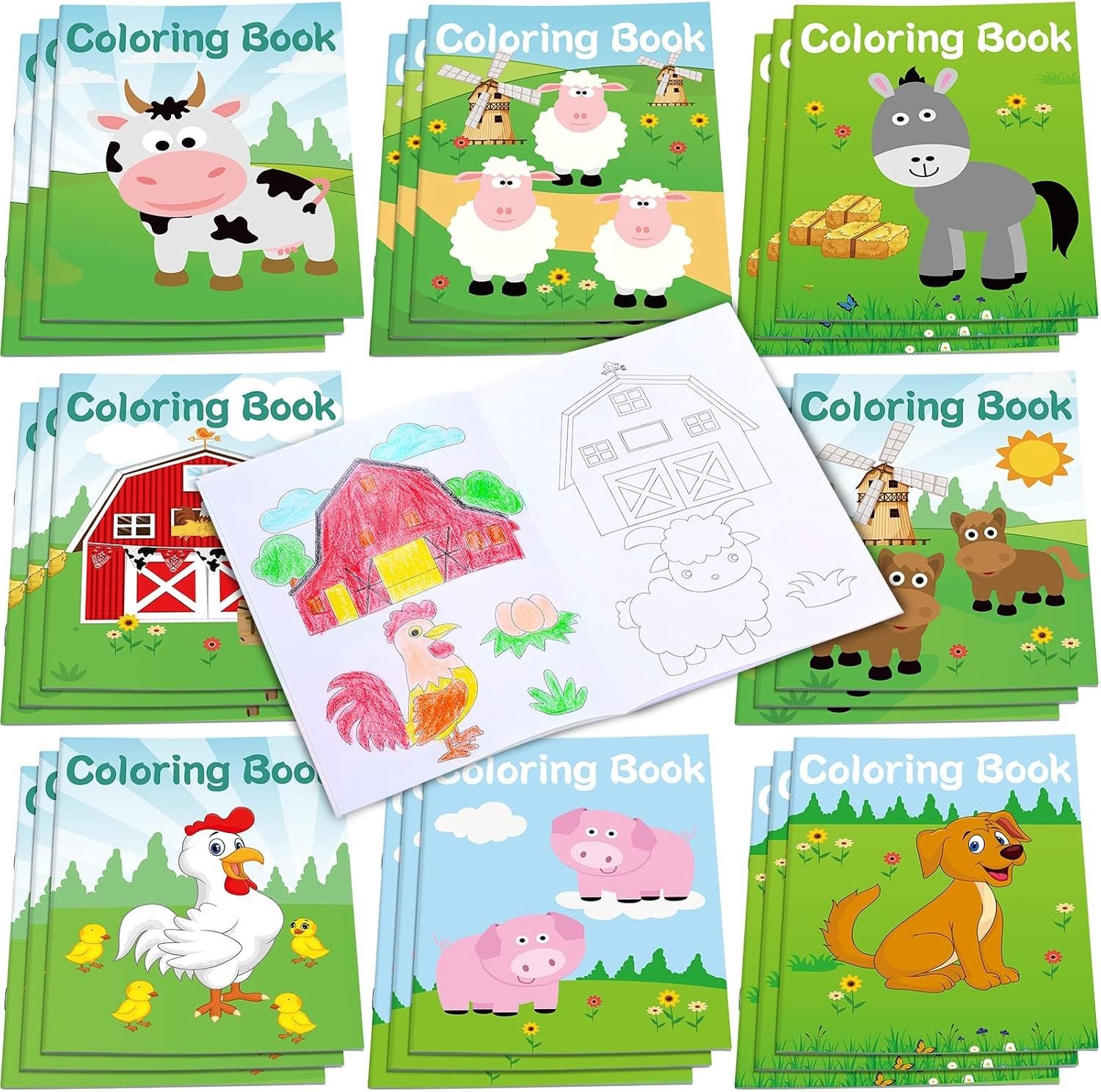 Kleurboeken voor Kinderen en Peuters van 1-3 Jaar, Boerderij Dieren en Creatieve Activiteiten
