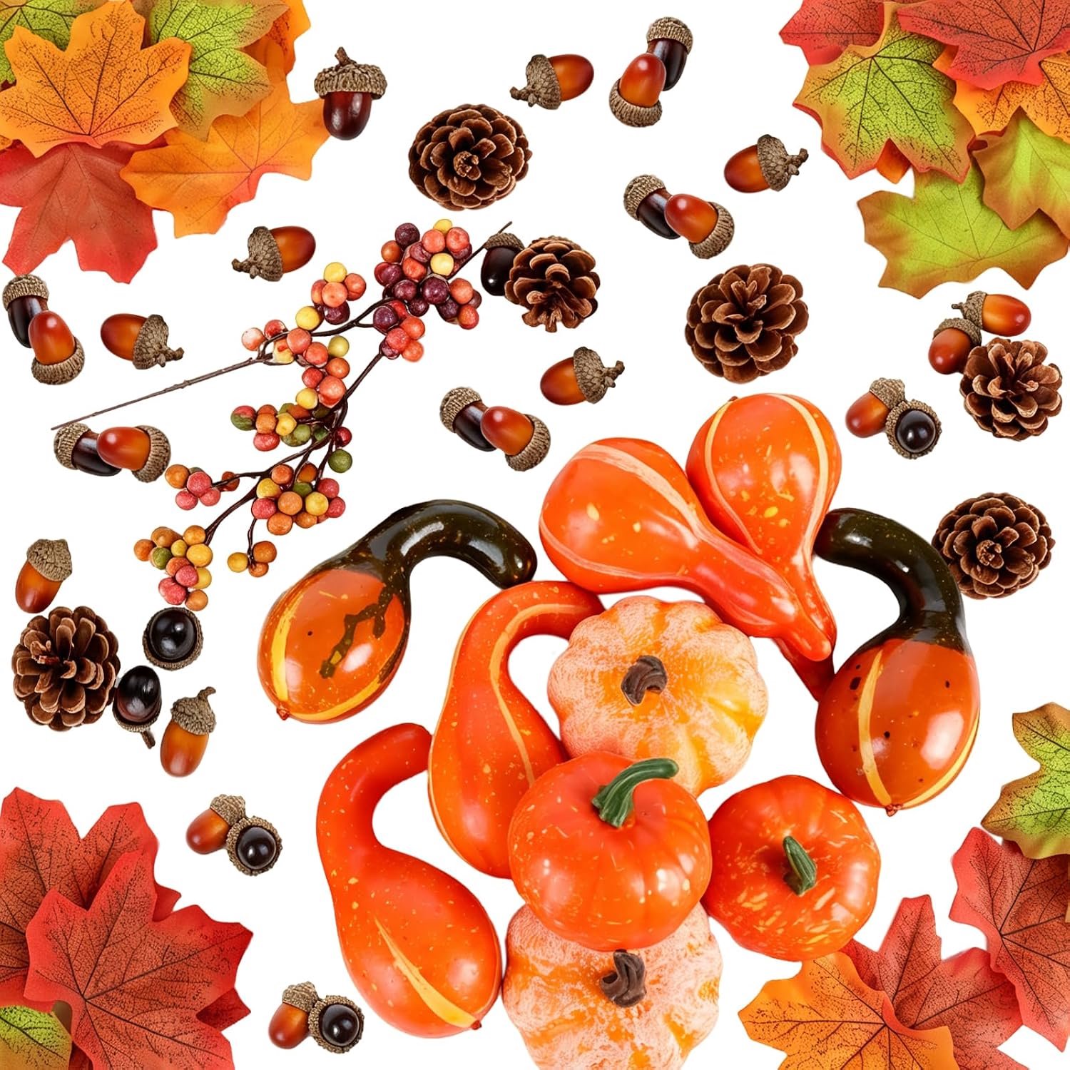 168 stuks kunstpompoenen herfstdecoratieset Halloween herfstdecoratie