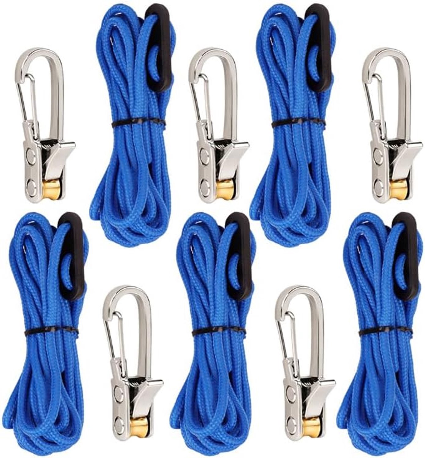 Touwspanner, roestvrij staal, 6 stuks, verstelbare rolspanner, touw met haken voor paracord, touwspanner, camping, zonnezeil, tent, boot en outdoor