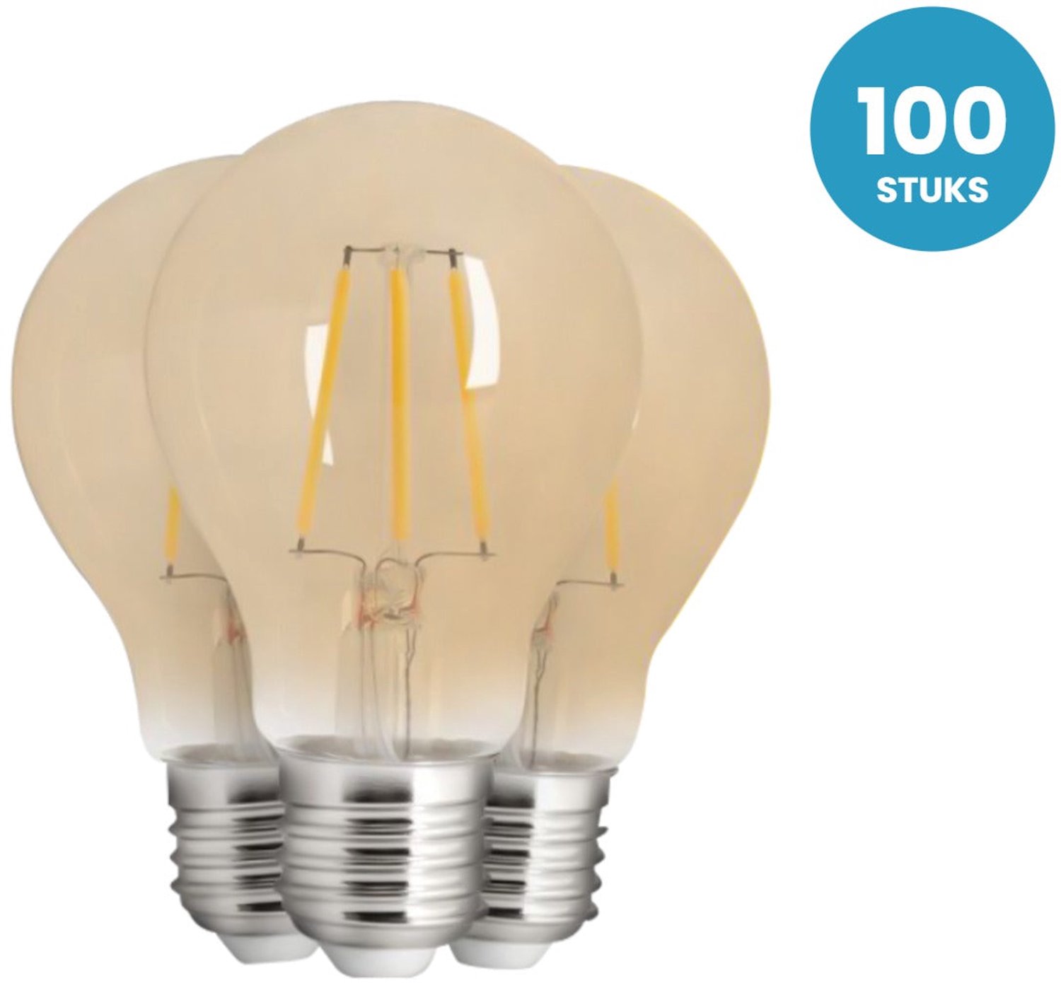 Gloeilamp E27 A60 - LED 4W=25W - 360 Lumen - Amber 2200K - Dimbaar - 100 stuks - 230V