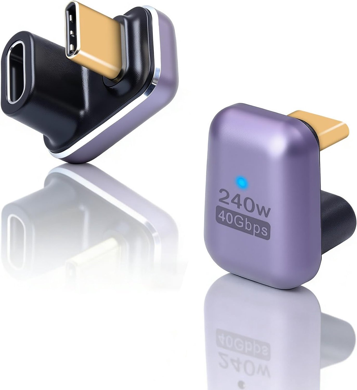180 Graden USB C Adapter, 240W U-vormige USB C Mannelijk naar Vrouwelijk Adapter 40Gbps ondersteuning 8K@60HZ video voor Steam Deck, Switch, Tablet, Laptop (2 stuks)