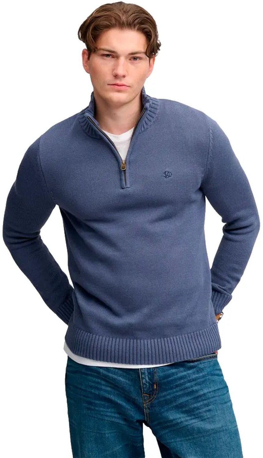 Superdry Trui Cotton Half Zip Knit M6110764a Soft Mannen Marineblauw