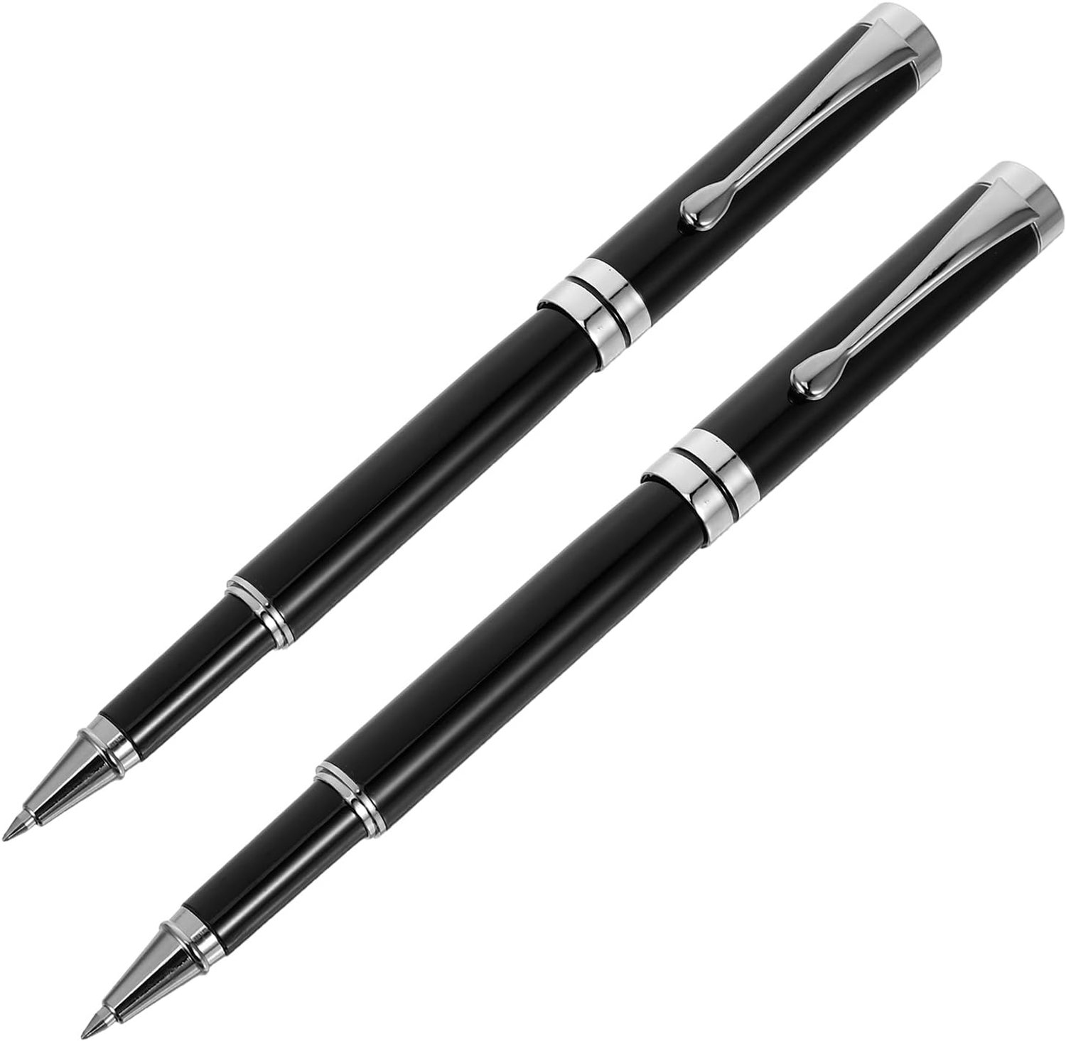 2 Stuks Metalen Balpen voor Zakelijk Gebruik Verzwaarde Soepele Schrijfpennen met Zilveren Accenten voor Leraren Ondertekenen Journaling Kantoorbenodigdheden