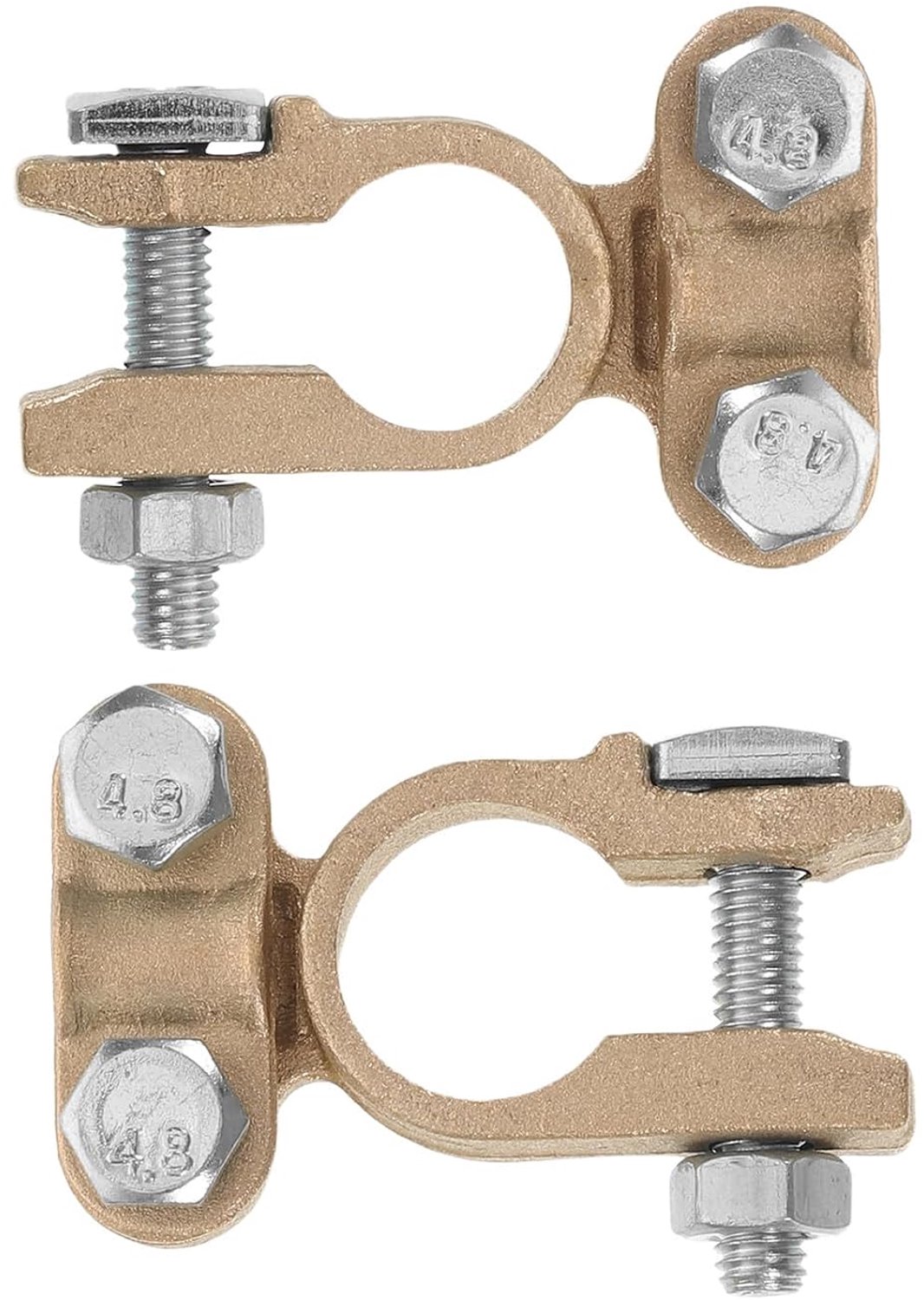2 Stuks Universele Messing Accuklemmen Corrosiebestendig Koperen Batterijconnectoren voor Auto Boot Vrachtwagen Camper Stevige Klemmen met Kabeluiteinden voor Betrouwbare
