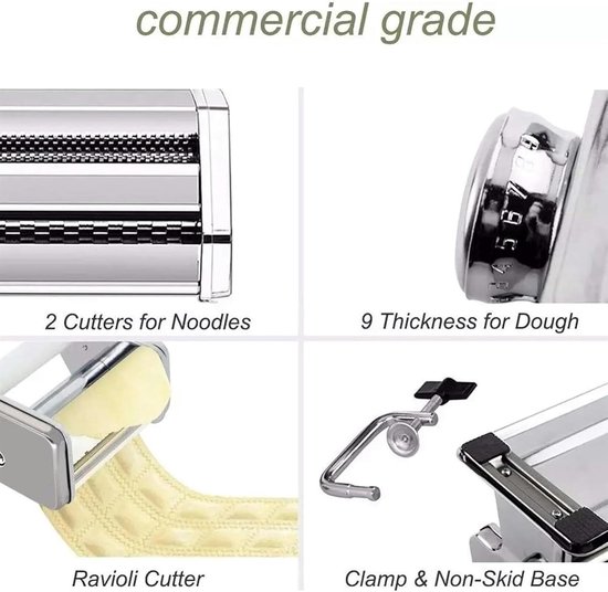 Handmatige Noodle Machine Pasta Maker Roestvrijstalen Lasagne Spaghetti Voor Thuis Keukengerei — afbeelding 4