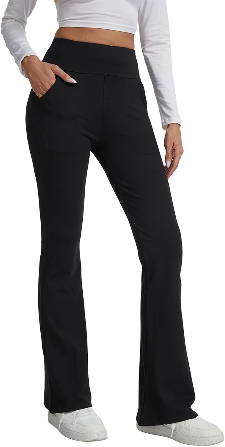Yogabroek voor dames, gevoerd, uitlopende legging