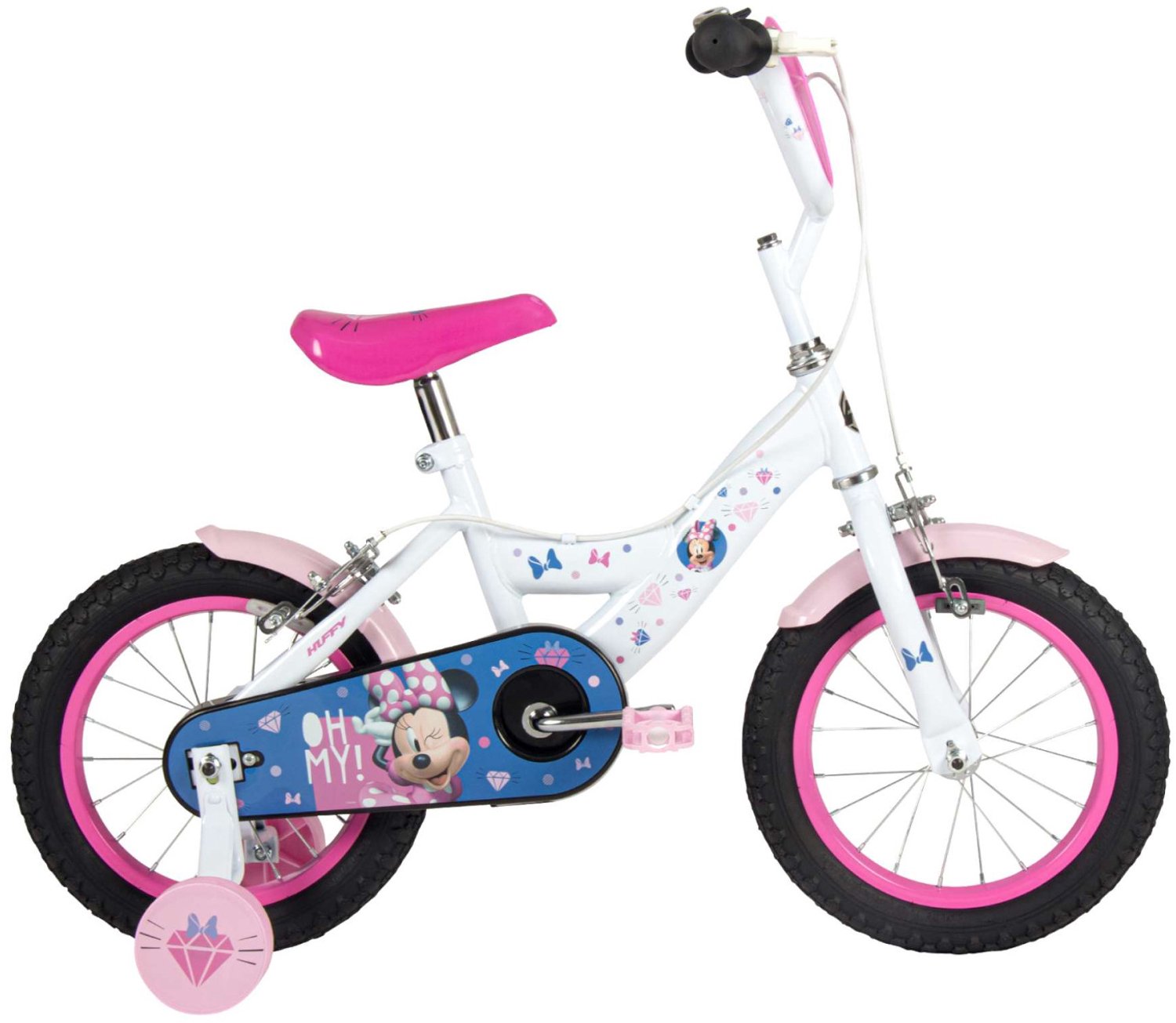 Disney Minnie Kinderfiets - Meisjes - 14 inch - Wit Roze - Twee handremmen