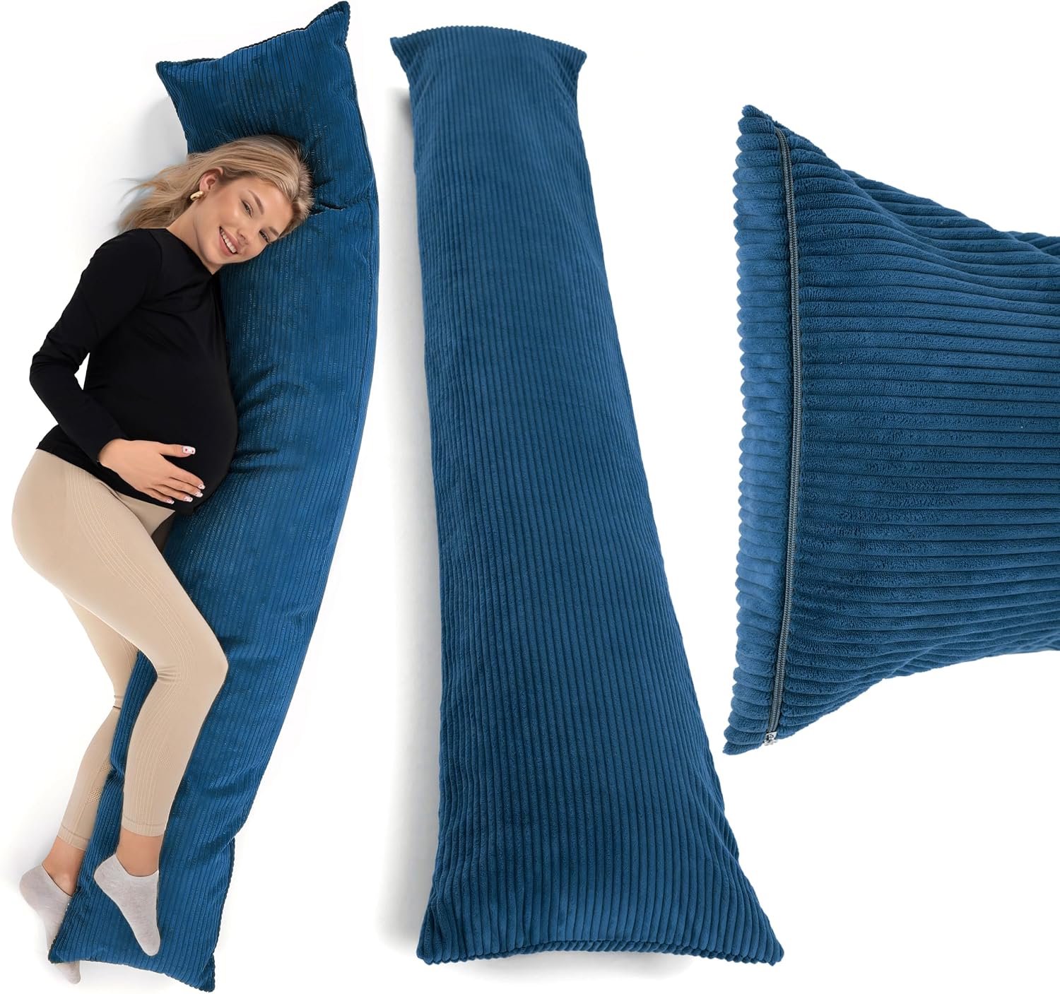 Zwangerschapskussen, 40 x 145 cm, zwangerschapskussen, geschikt voor mensen met allergieën, marineblauw, 145 x 40 cm