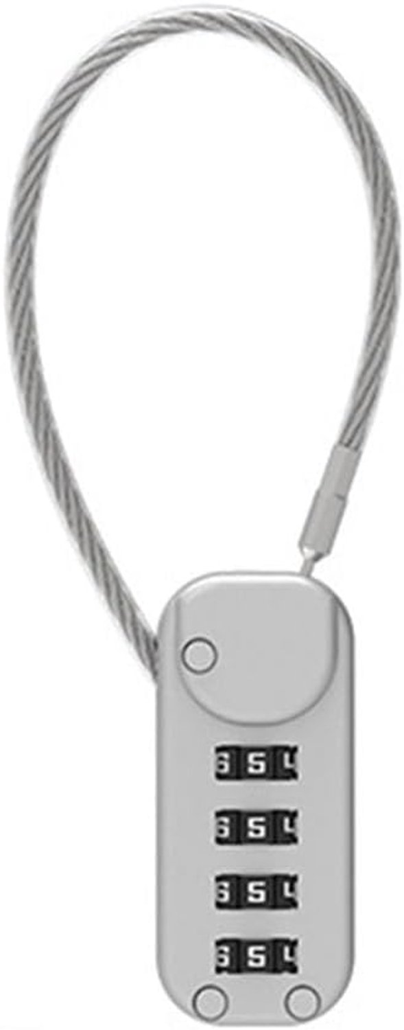 Beveiligingscodeslot met staalkabel, antidiefstalslot van zinklegering, slaapzaalkastslot, 4-cijferig wachtwoordslot, hangslot, rugzak met ritssluiting(Gray)