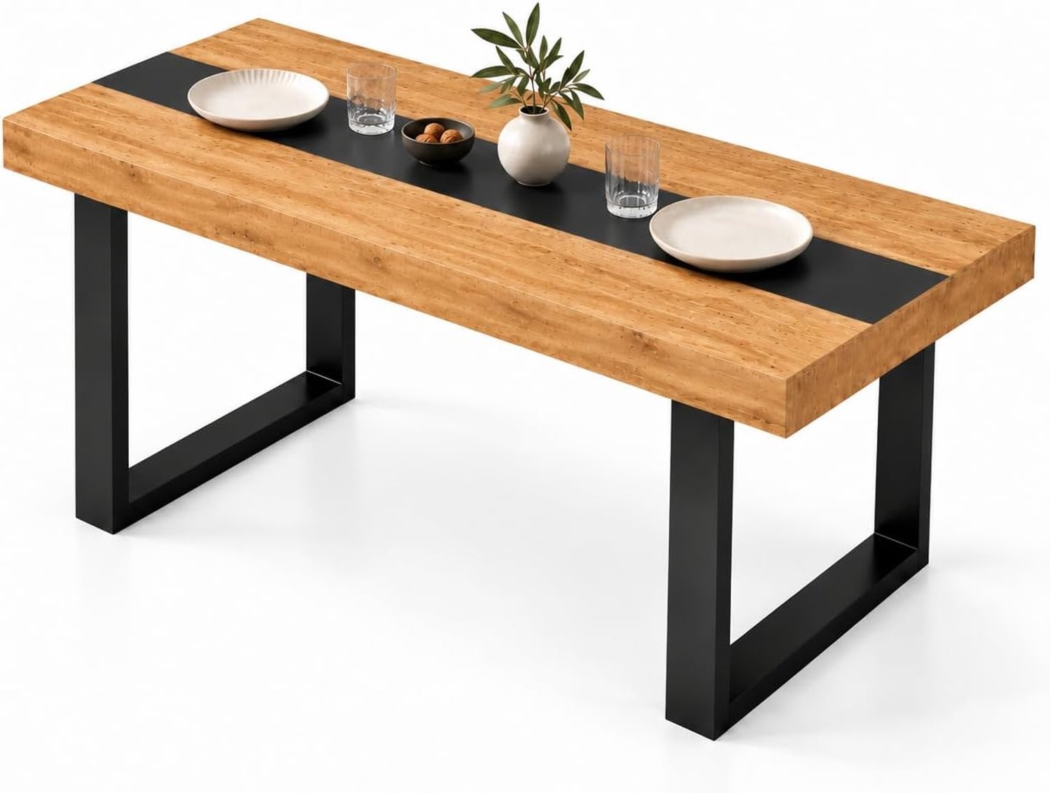 Hitsuki Eettafel, 160 × 80 cm, keukentafel, hout, voor 4 tot 6 personen, eiken