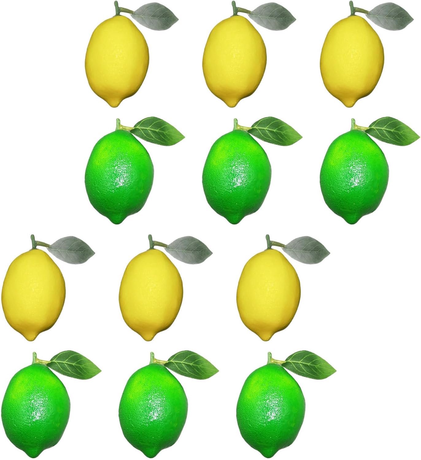 12 Stuks Delige Kunstmatige Citroenen met Groene Bladeren Lichtgewicht Schuimfruit Decoratie voor Keuken Fotorekwisieten Tropische Feestdecoraties Zonlichtbestendig
