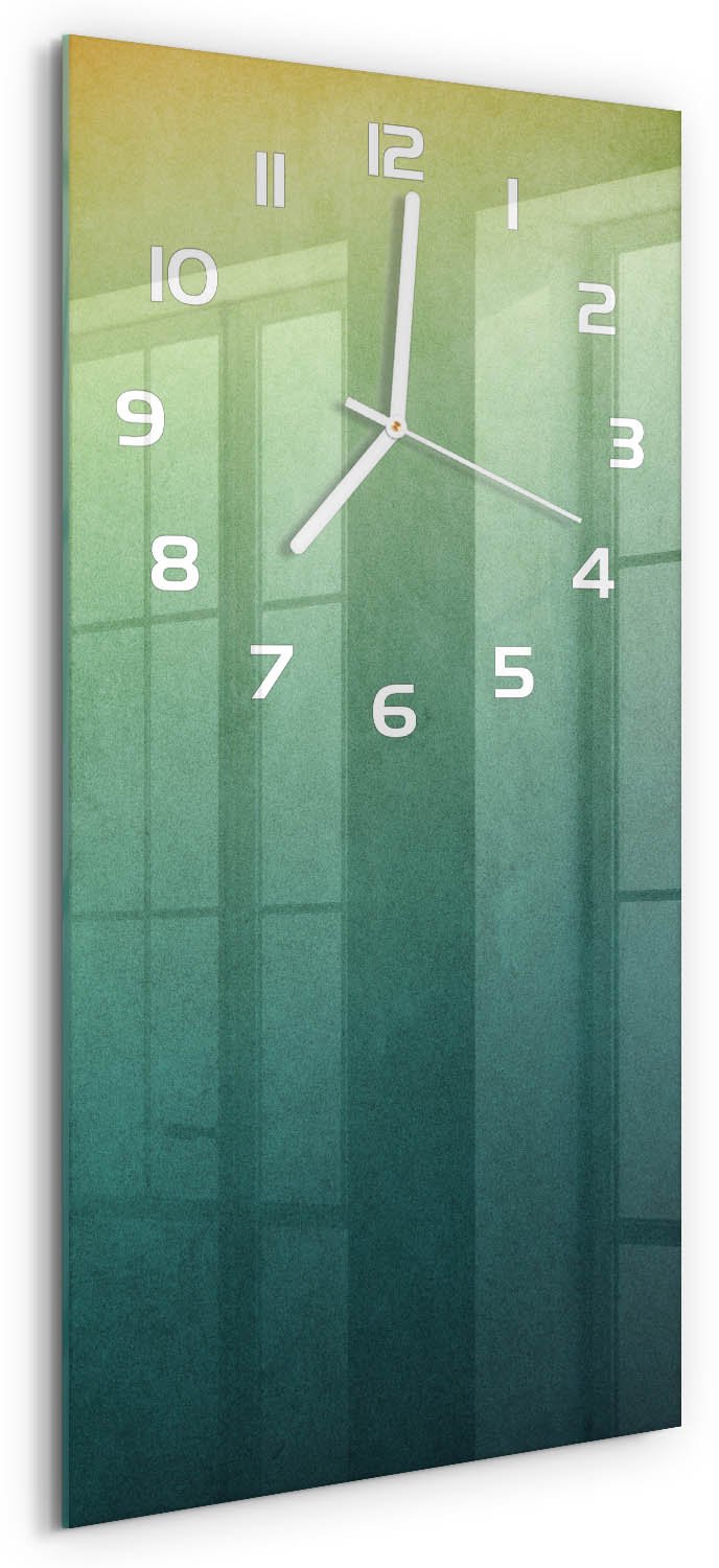 Tulup Wandklok - Zeegradiënten Gekleurde Glazen Klok - 30x60 cm - Veelkleurig Glazen Klok Met Print - Witte handen - Rechthoekige Klok - Moderne Wandklok Glas - Wandklok Glas Decoratie