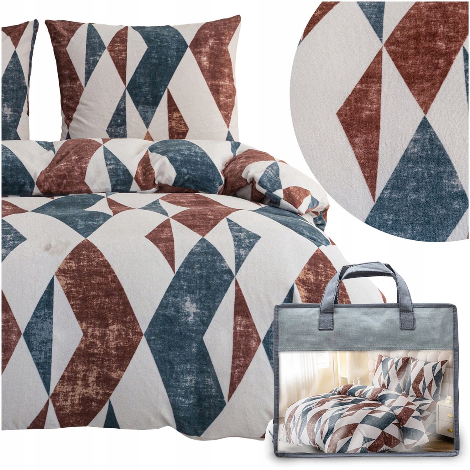 Zachte Flanellen Dekbedovertrek Set 200x220 cm - 3 Delig - Warm & Knus