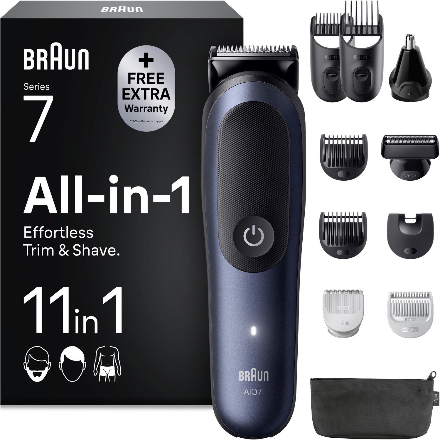 Braun All-in-One Series 7 AIO7540 Style Kit – Baardtrimmer - Tondeuse - Gezichtstrimmer en Lichaamstrimmer in 1 bij Coolblue